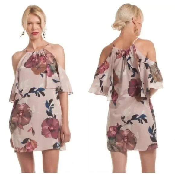 Trina Turk | Silk Seraphima Floral Waterfall Cold Shoulder Dress Size 0 XS - Picture 1 of 7